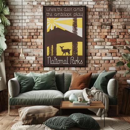 National Parks - Where the Deer and Antelope Play Vintage Travel Poster