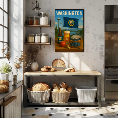 Washington IPA Salmon Space Needle Travel Poster