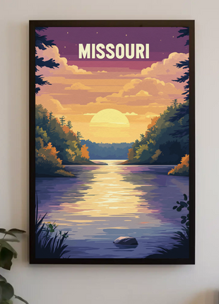 Missouri Vintage Poster - Sunset River Scene