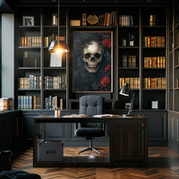 Skull and Roses Gothic Art Print Abstract Poster