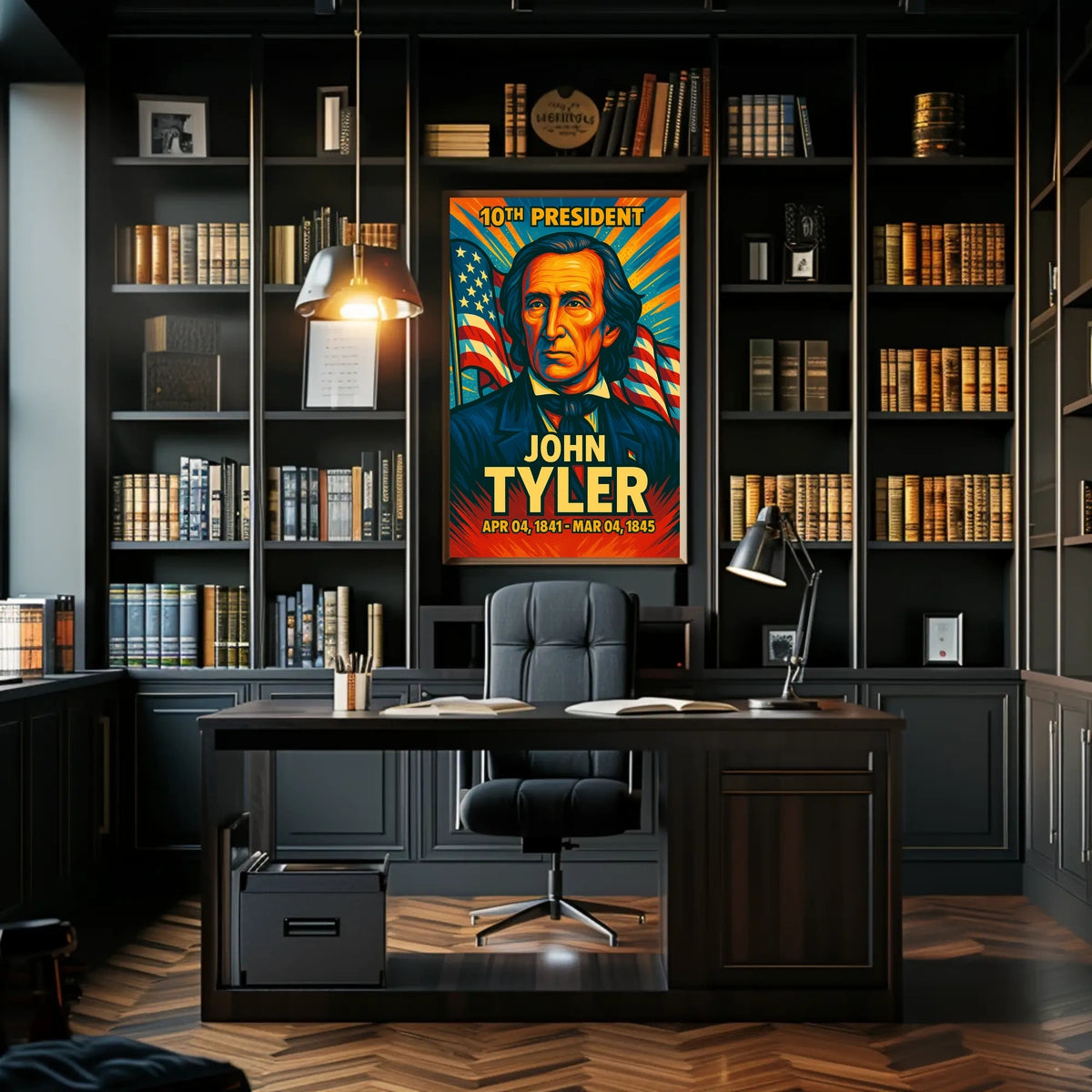 John Tyler 10th President of the United States Colorful Comic Book Style Poster