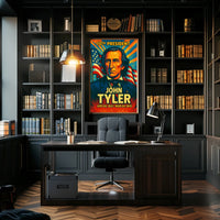 John Tyler 10th President of the United States Colorful Comic Book Style Poster