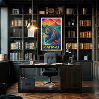 Artistic Katmai Bear: Katmai National Park Travel Poster