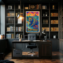 Artistic Katmai Bear: Katmai National Park Travel Poster