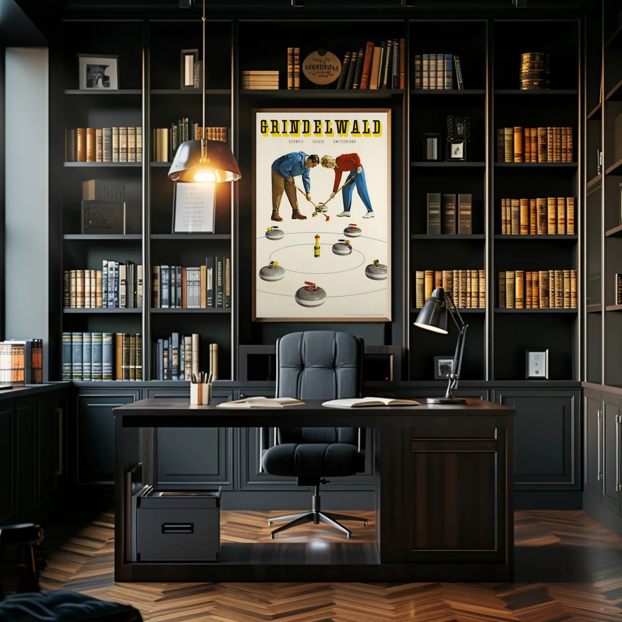 Grindelwald Curling Poster PosterGoat