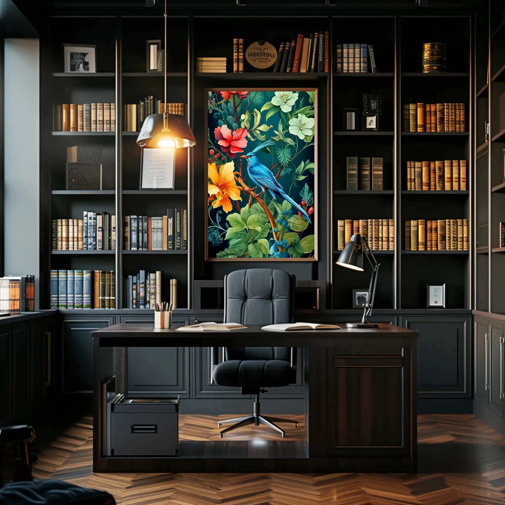 Tropical Bird and Flowers Vibrant Art Animal Poster