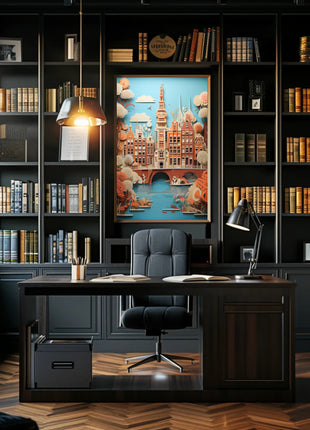 Amsterdam Canal Houses Artistry Travel Poster