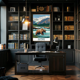 Katmai National Park Vintage Travel Poster