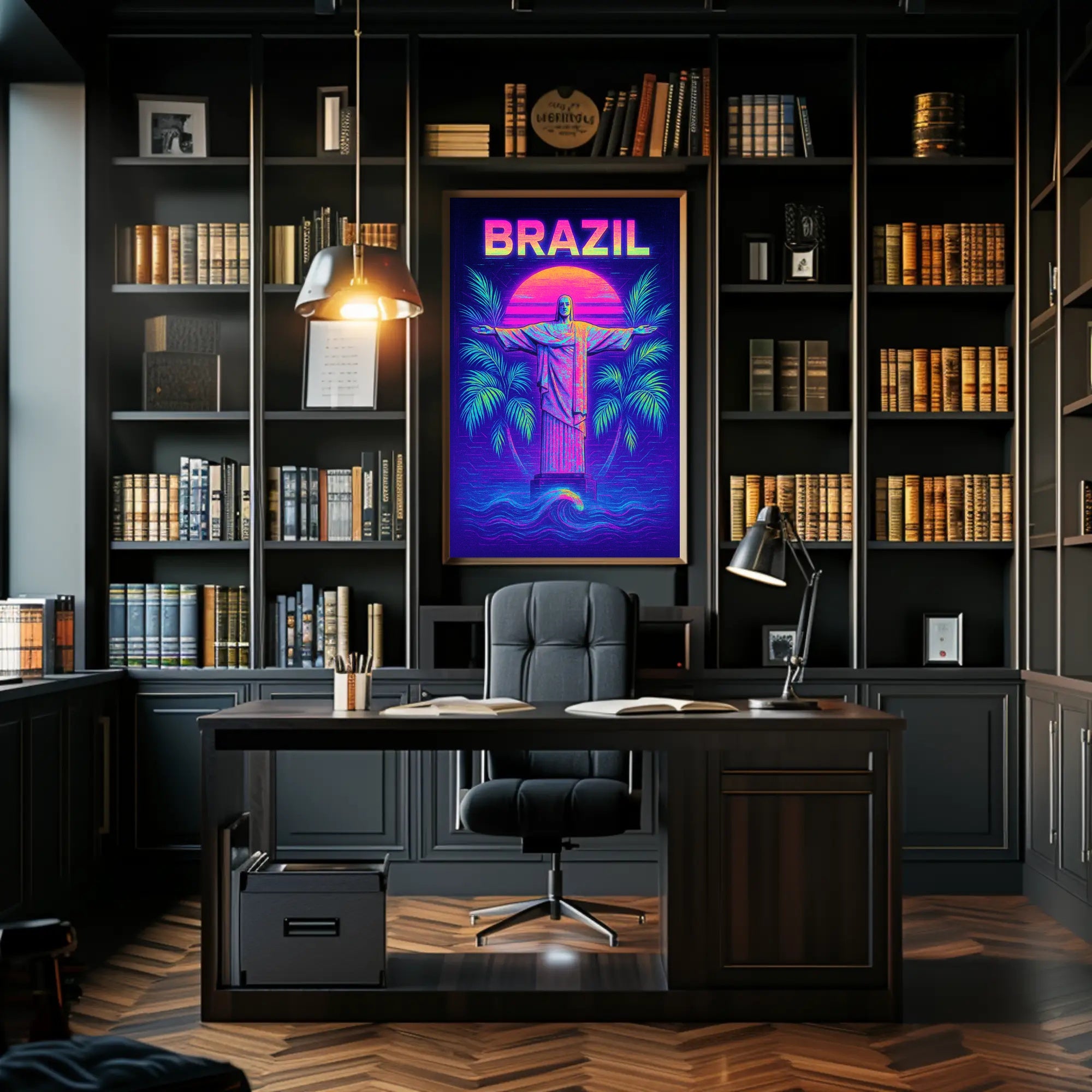 Brazil Neon Vibes Poster PosterGoat