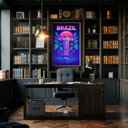 Brazil Neon Vibes Poster PosterGoat