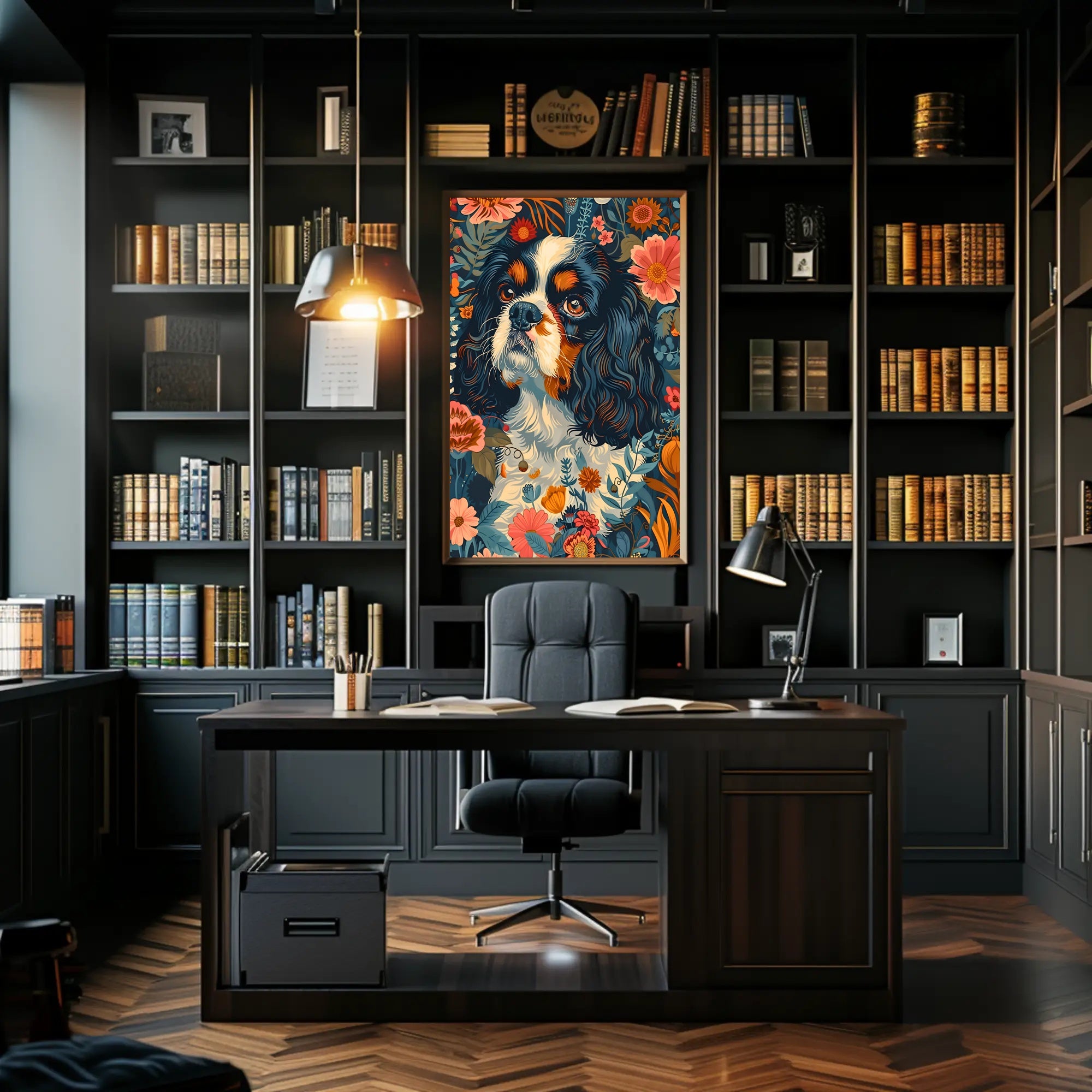 Floral Canine Portrait Wall Art Print