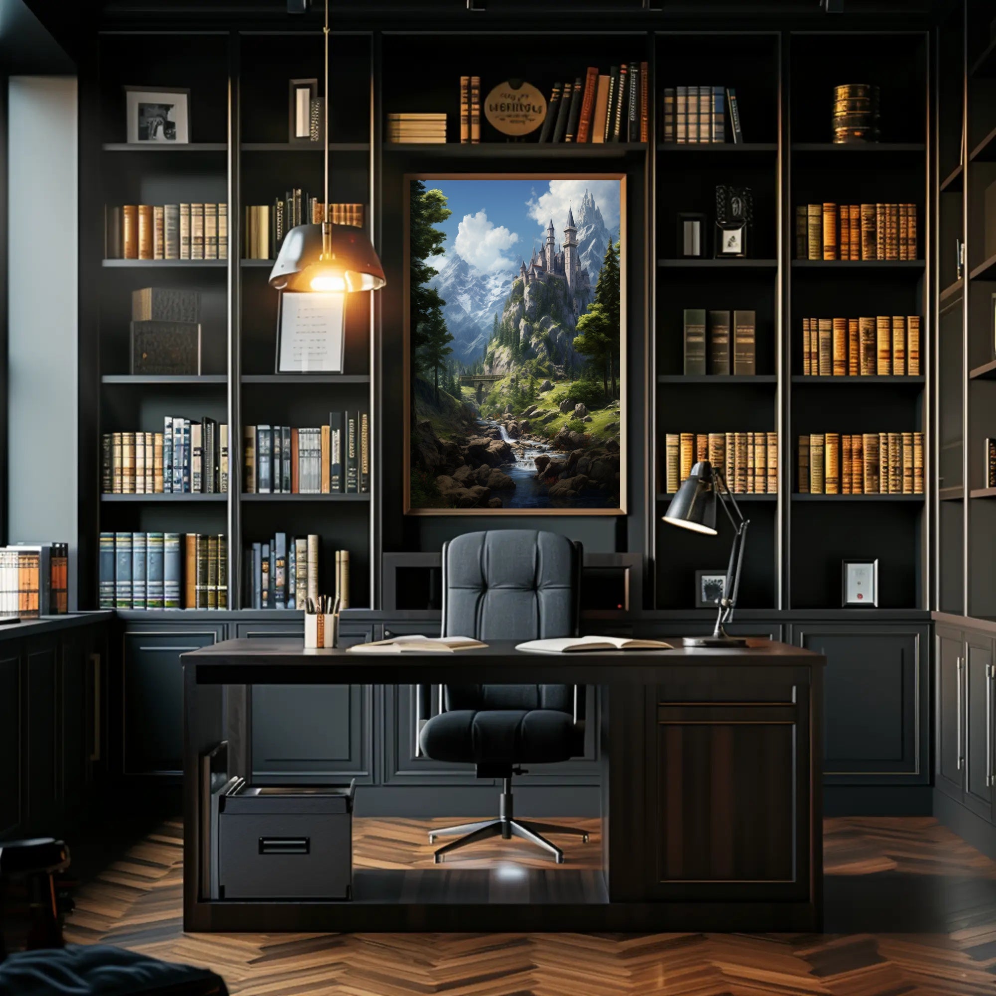 Enchanted Mountain Castle Poster PosterGoat