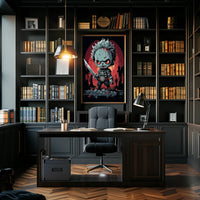 Cartoonish Menacing Zombie Character: Abstract Pop Culture Poster