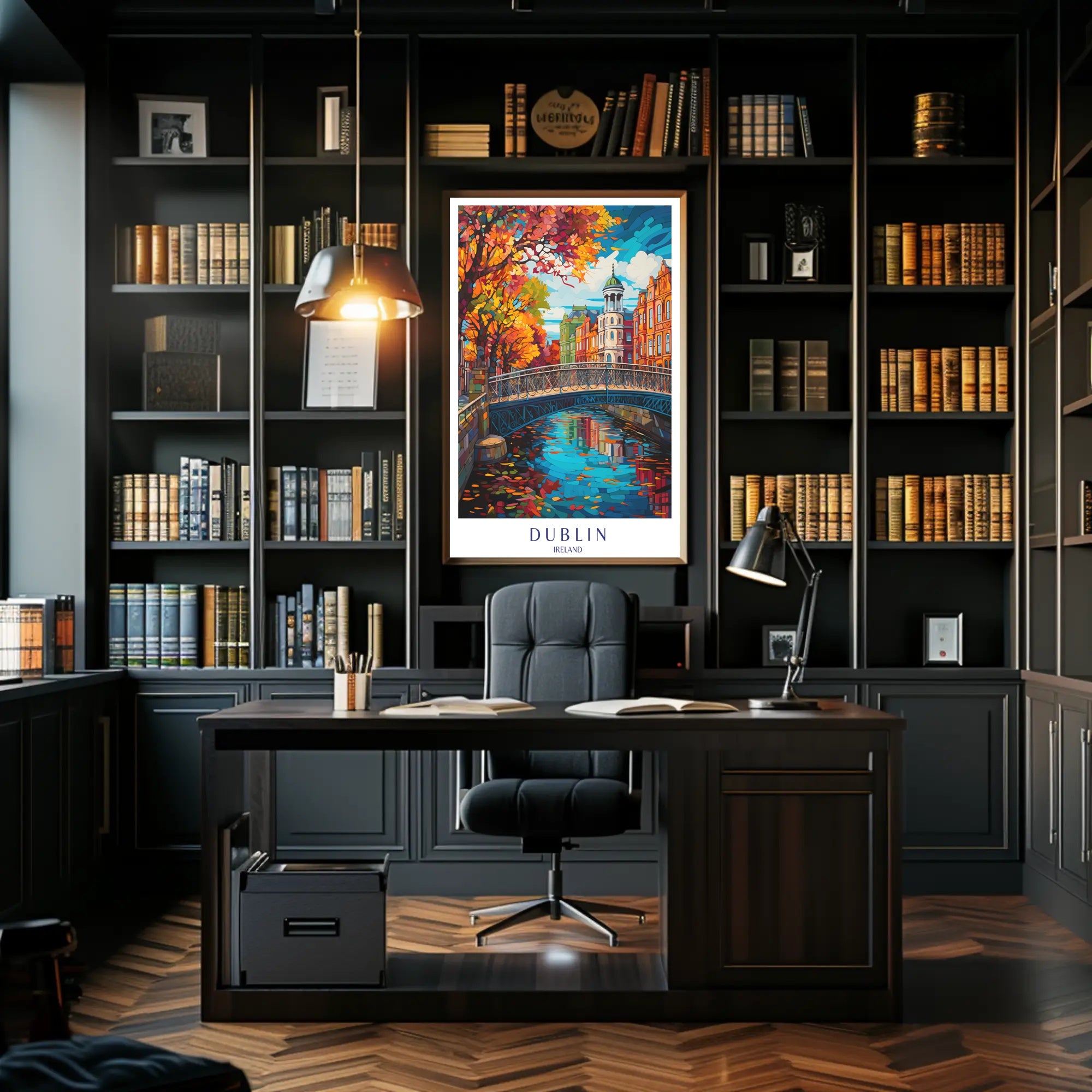 Dublin's Vibrant Bridge: European Charm Urban or Cityscape Poster PosterGoat