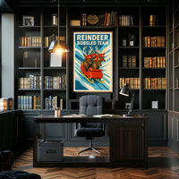 Reindeer Bobsled Team Poster