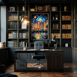 Amsterdam Canal Night Art Print: Abstract, Artistic Poster