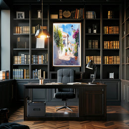 Sunlit Mediterranean Alley Poster PosterGoat