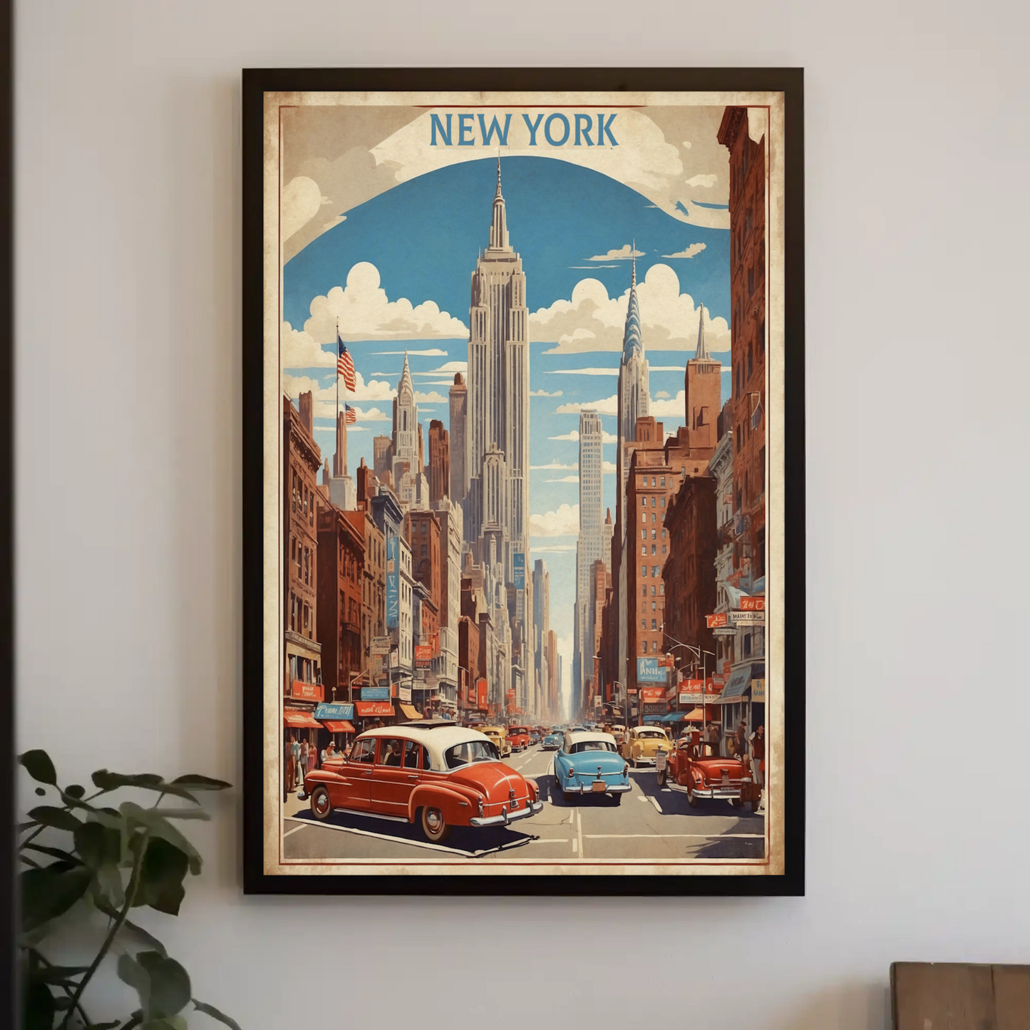 New York City Empire Street View Vintage Travel Poster