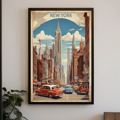 New York City Empire Street View Vintage Travel Poster