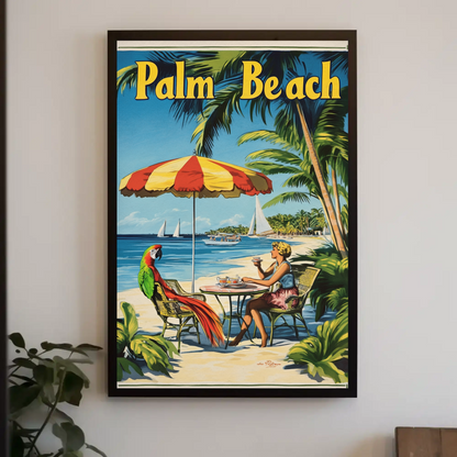 Palm Beach Vintage Poster Cafe Scene