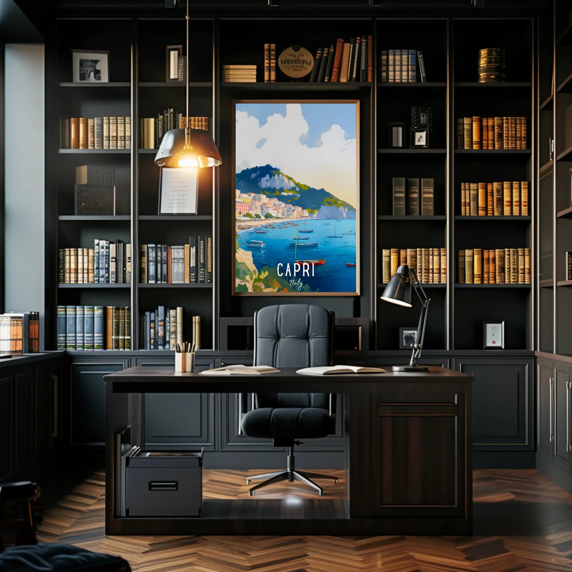 Capri Coastal Town Scenic Travel Poster