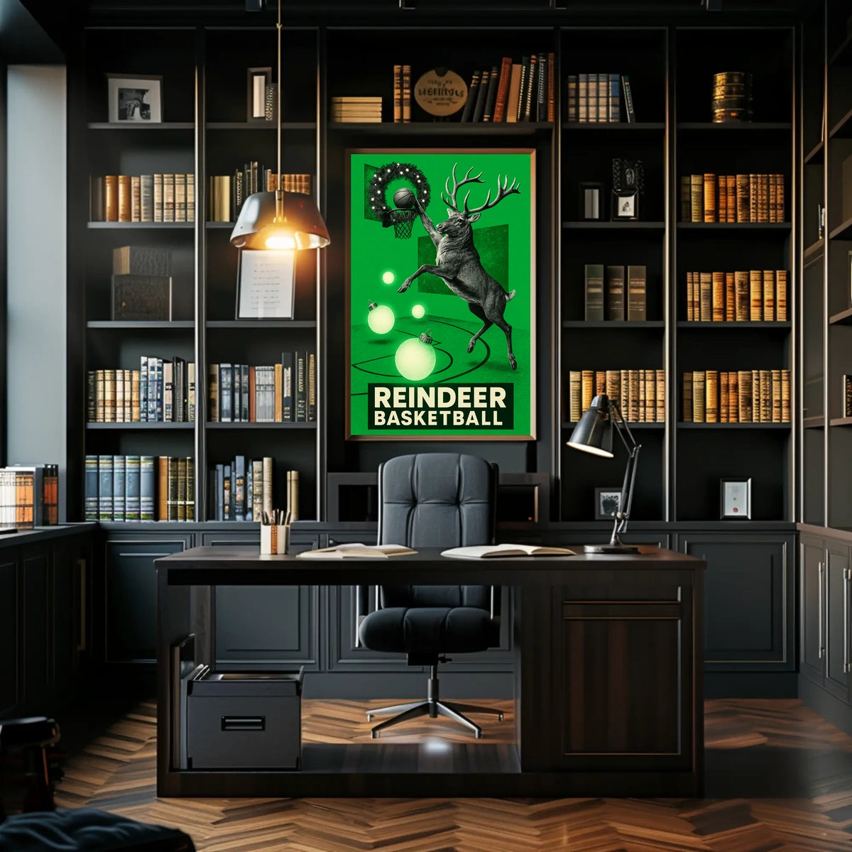 Reindeer Basketball Poster