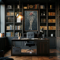 Skeletal Hand and Rose Gothic Artwork Poster