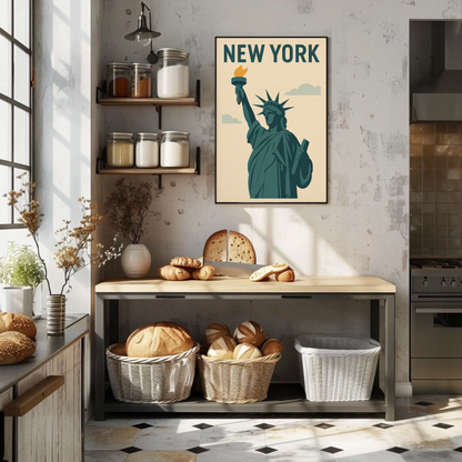 New York Liberty Statue Icon Poster Vintage Travel Poster