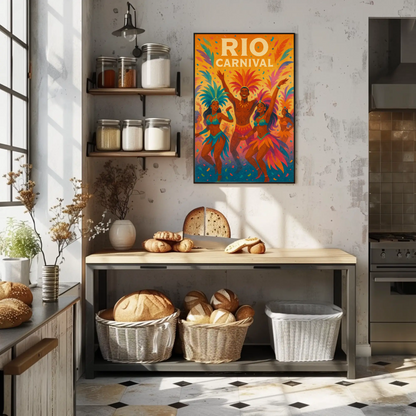 Rio Carnival Dancers Celebration Travel Poster