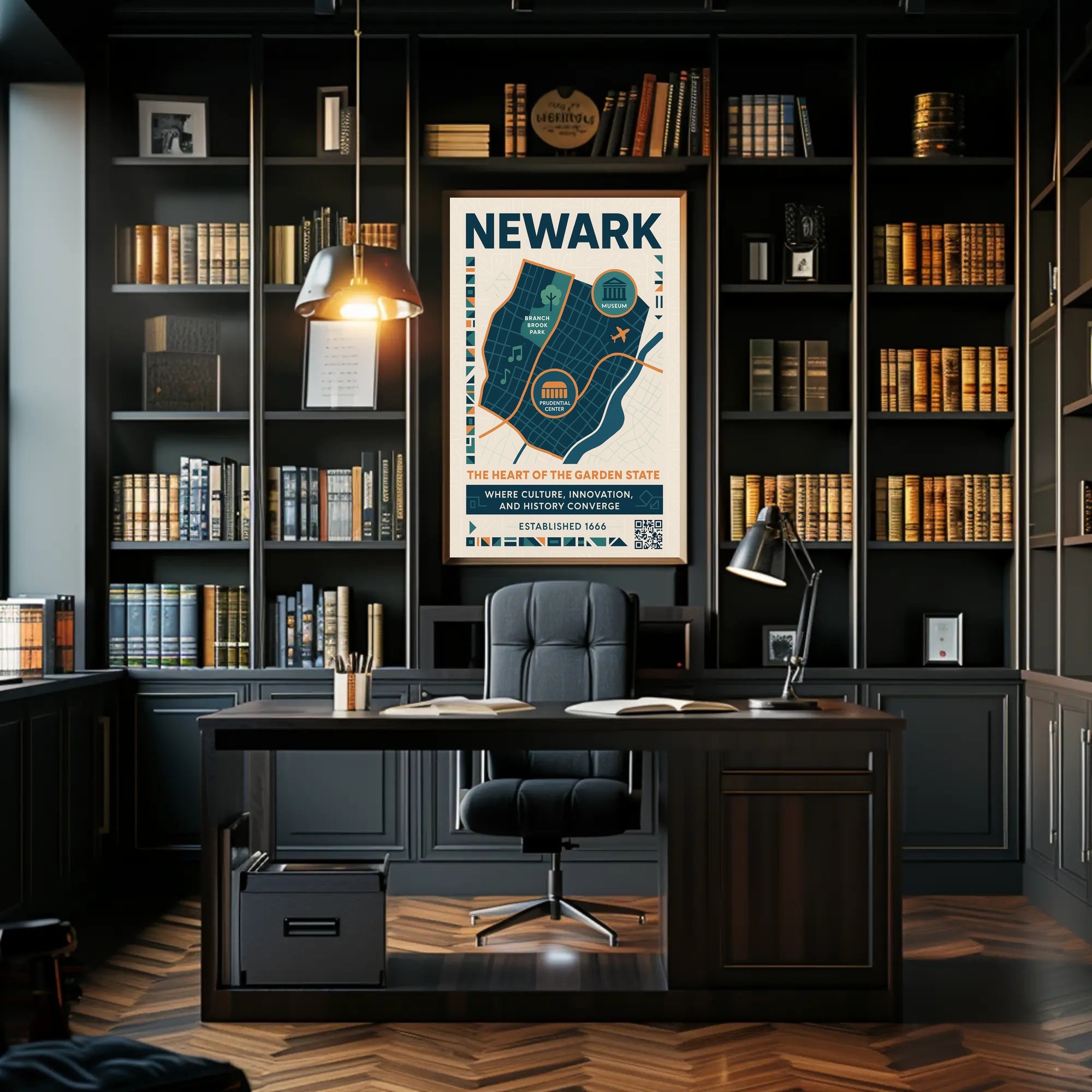 Newark Vibrant Urban Cityscape Modern Infographic Travel Poster PosterGoat