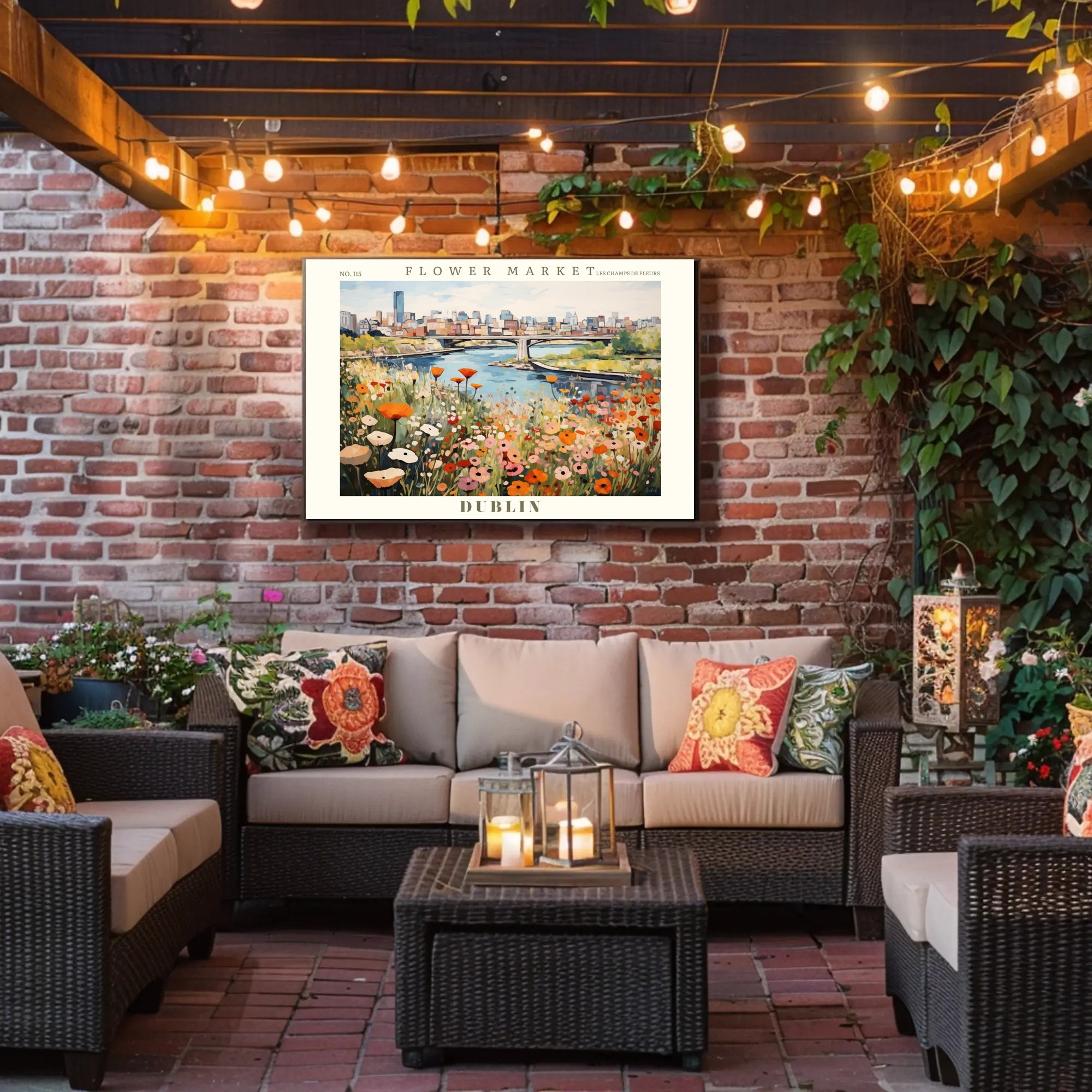 Vibrant Dublin Flower Market Impressionistic Urban or Cityscape Poster