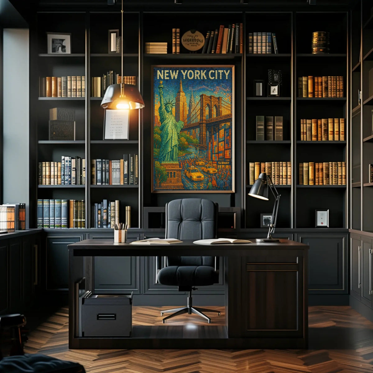 New York City Mosaic Poster Vibrant Urban Art Lovers