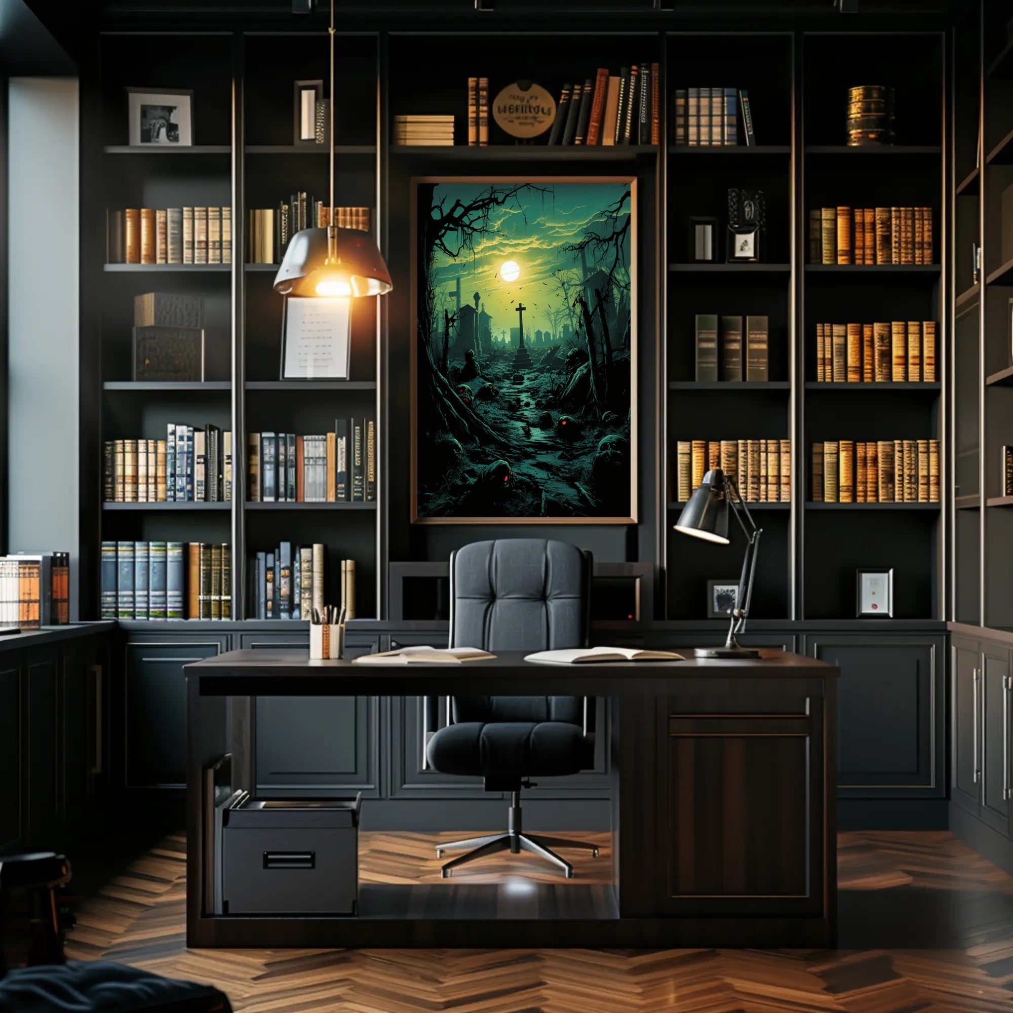 Haunted Cemetery At Dusk Poster