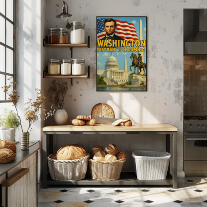 Washington DC Lincoln Capitol Monument Travel Poster
