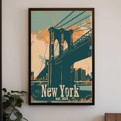 New York Brooklyn Bridge Vintage Poster