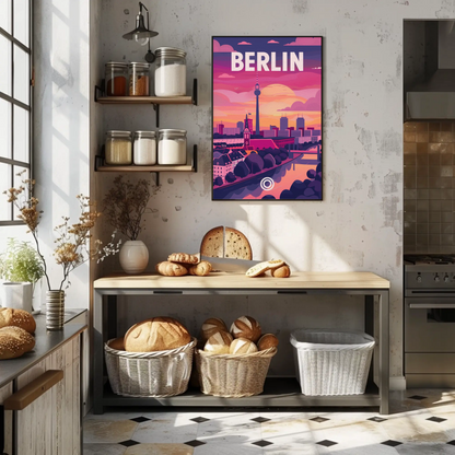 Berlin Skyline Tower Sunset Modern Urban Travel Poster