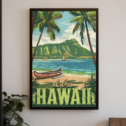 Aloha Hawaii Beach Vintage Poster