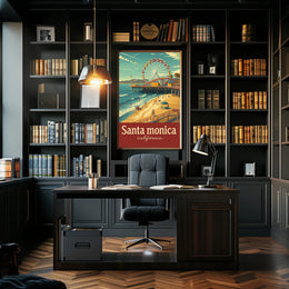 Santa Monica Pier Retro Travel Poster