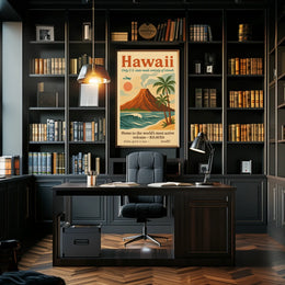 Hawaii Vintage Travel Poster: Volcano and Adventure