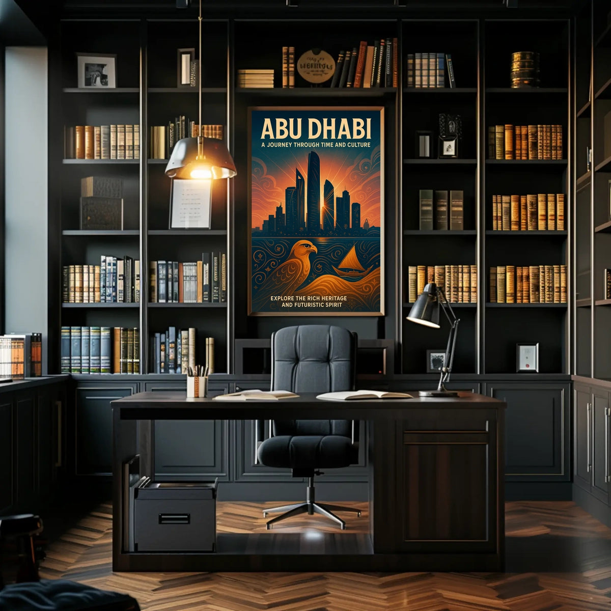 Abu Dhabi Skyline Art Futuristic Cityscape Travel Poster