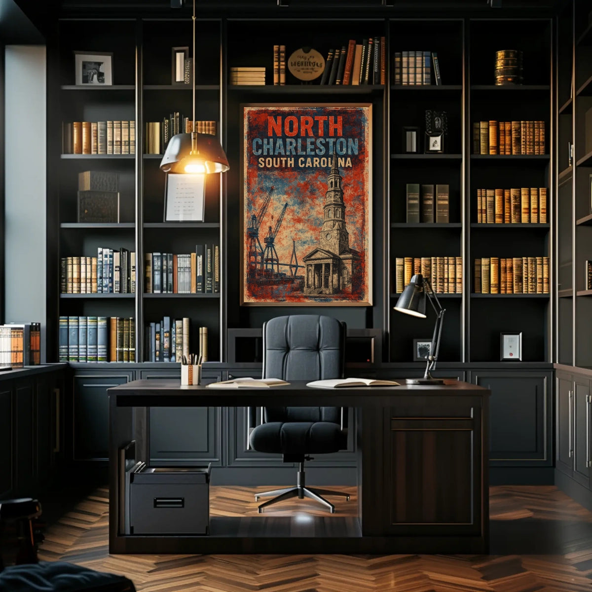 North Charleston Skyline Minimalist Wanderlust Poster