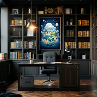 Whimsical Nightscape Poster with Dreamy Bear Creatures
