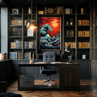 The Great Wave And Fiery Sky Poster PosterGoat