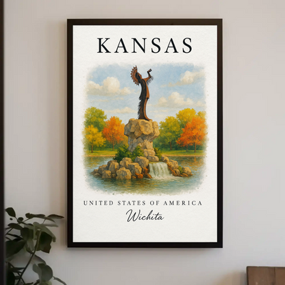 Kansas, Wichita Signature Series Vintage Travel Poster