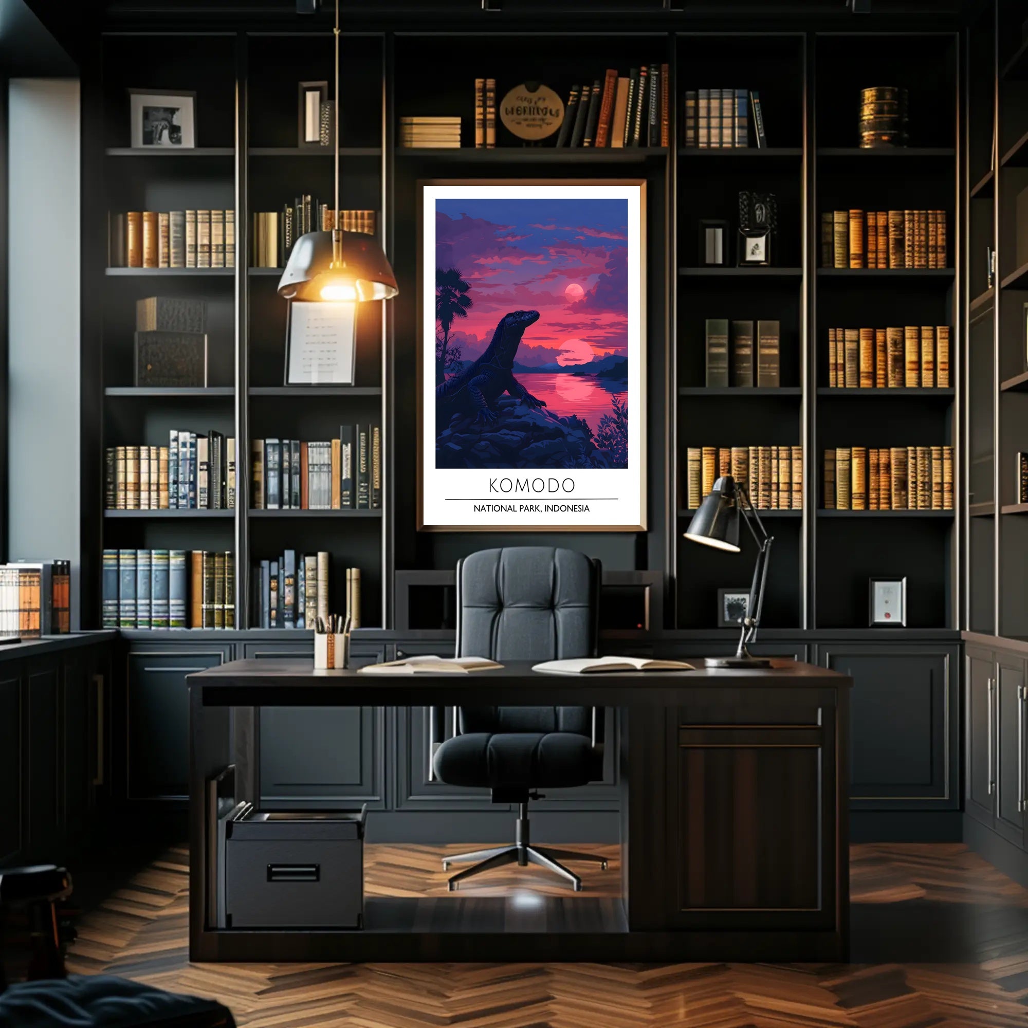 Komodo Dragon Sunset in Indonesia: National Park Poster
