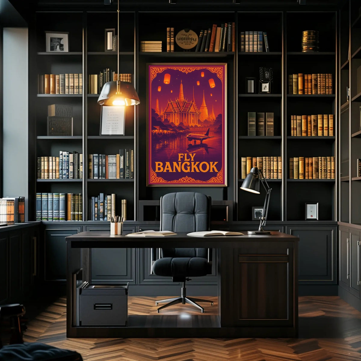 Bangkok Evening Glow Vintage Travel Poster