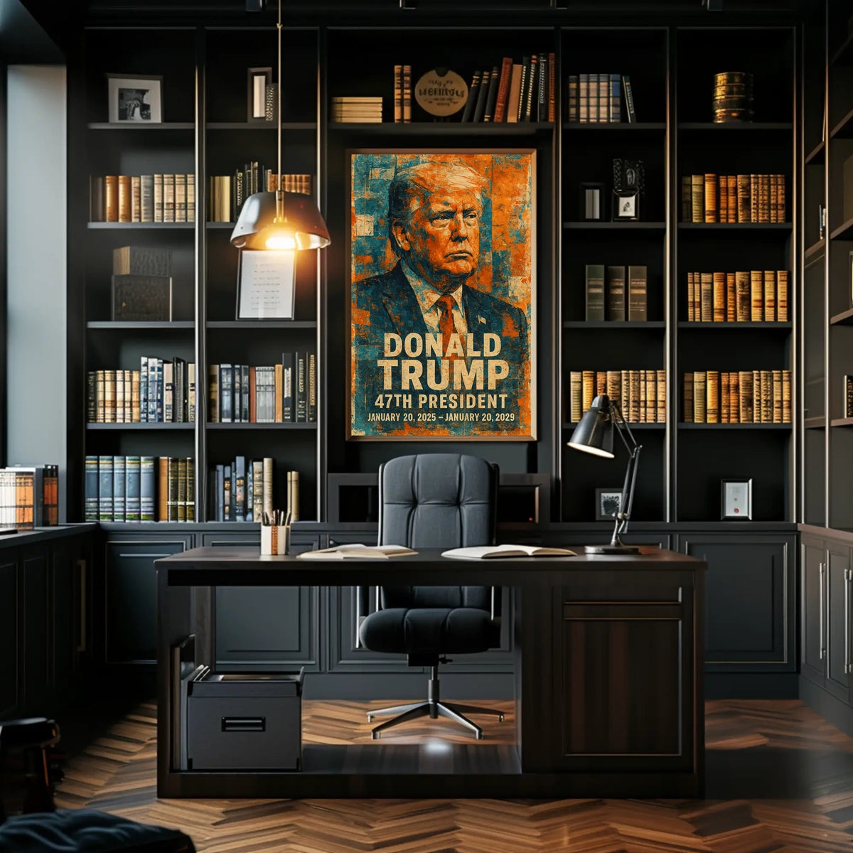 Bold Resolve Donald Trump in Leadership Poster