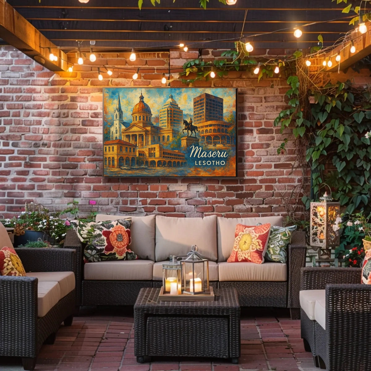 Maseru Skyline Wanderlust Vibrant Cityscape Digital Poster