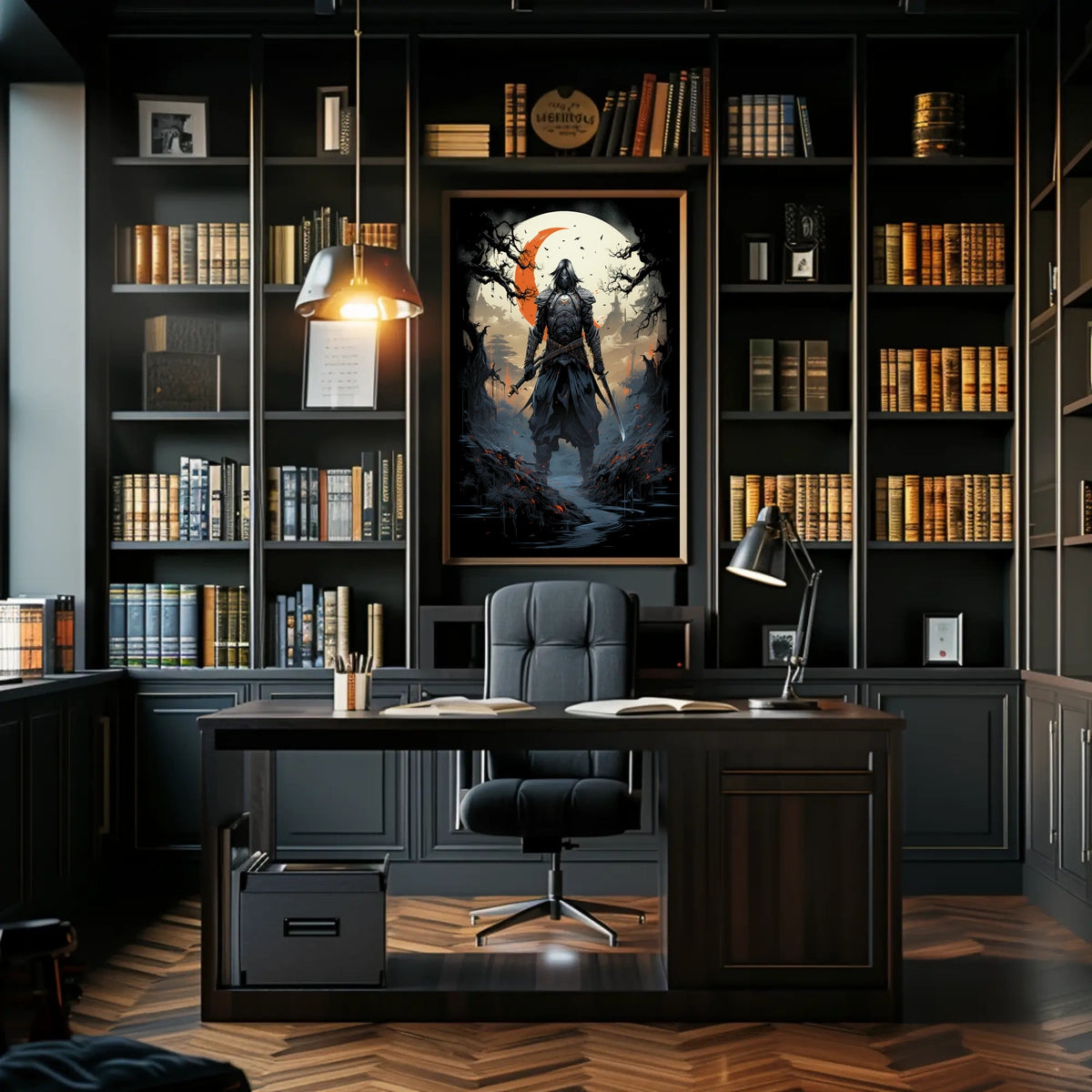 Shadow of the Samurai Poster Under the Eerie Glow Wall Art