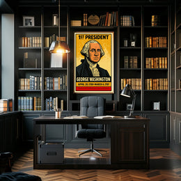 George Washington 1st President of the United States Inked Comic Style Poster